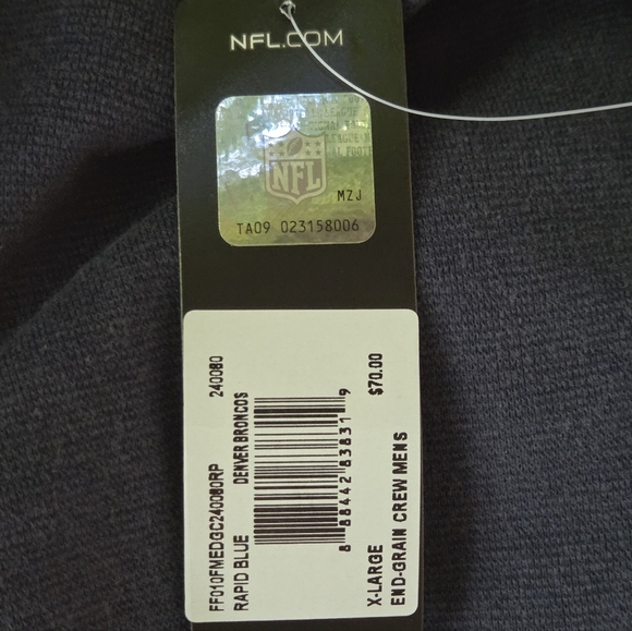 Denver Broncos Crew Neck Sweatshirt Waffle Knit Textured Distressed Logo NFL NWT - Picture 6 of 9